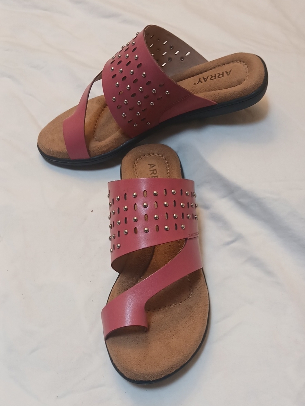 Arrray Studded Pink Slide Sandals
